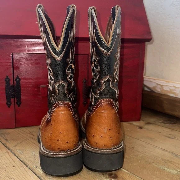 Ariat Pro Baby Ostrich leather cowboy boots. Women’s size 7 cognac green - Picture 12 of 12